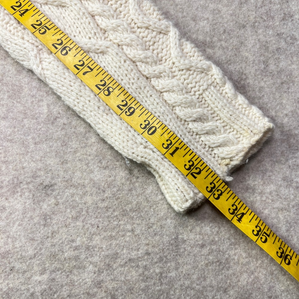 Paul James Made in England 100% Wool Cable Knit Mock Neck Sweater Cream Large W - Picture 8 of 11